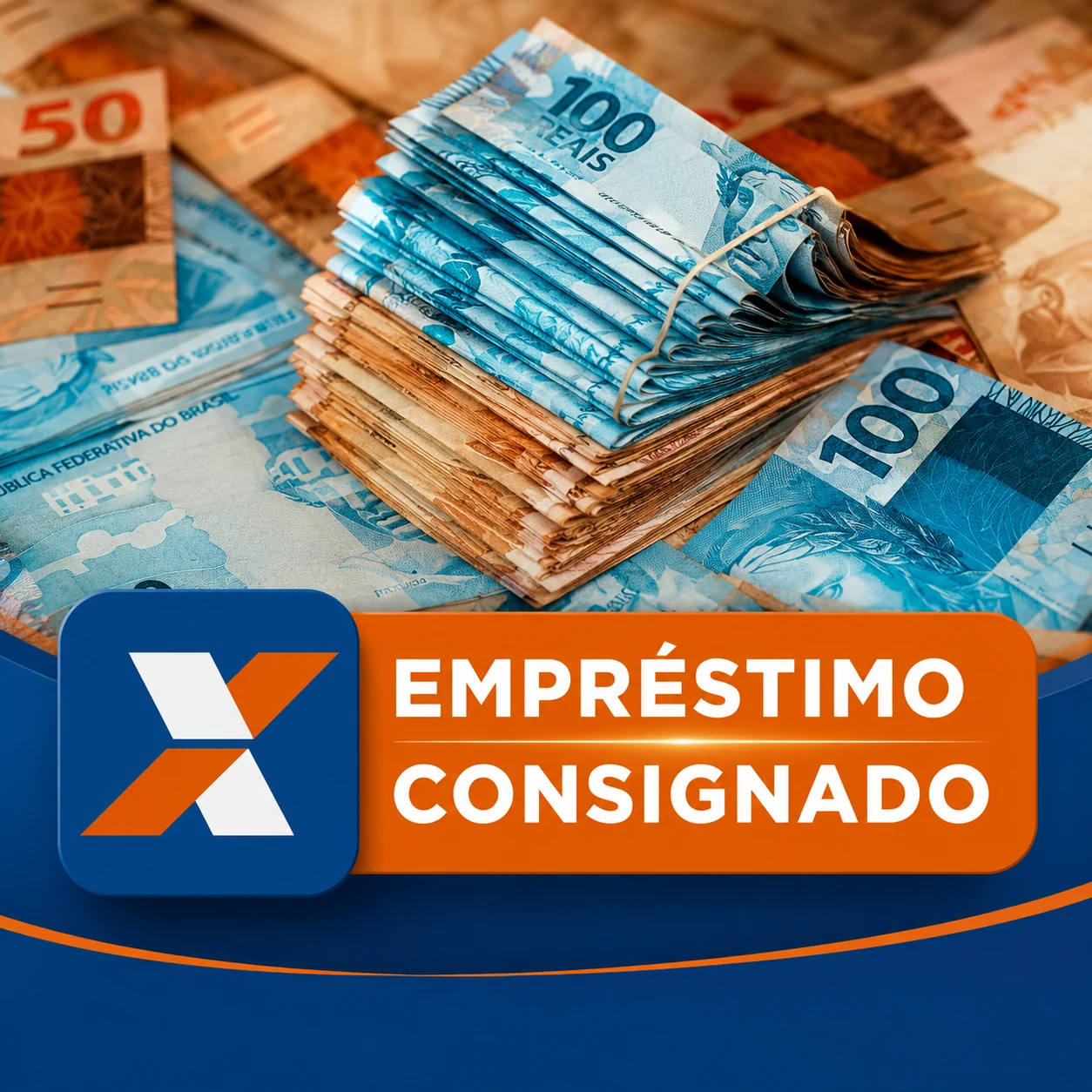Arte de empréstimo consignado com notas de real